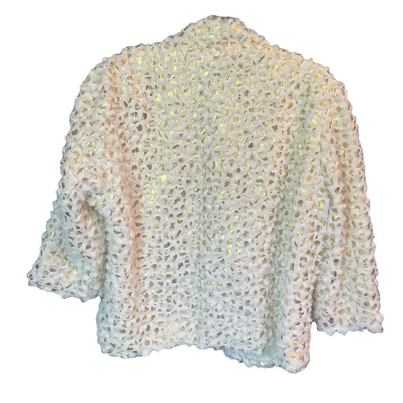 NWT Howard’s Crop Sleeve Blazer White/Gold Size S/M - Picture 2 of 7